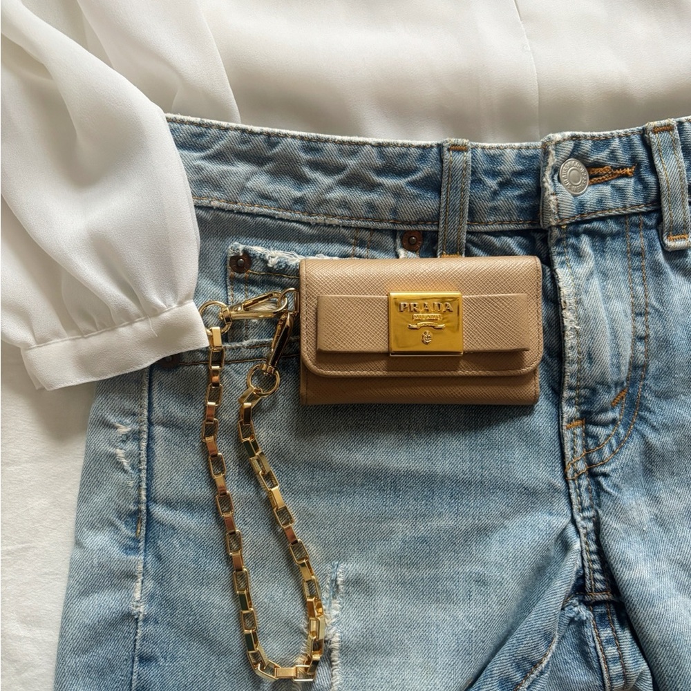 Prada Beige Key Holder with bow Y2K